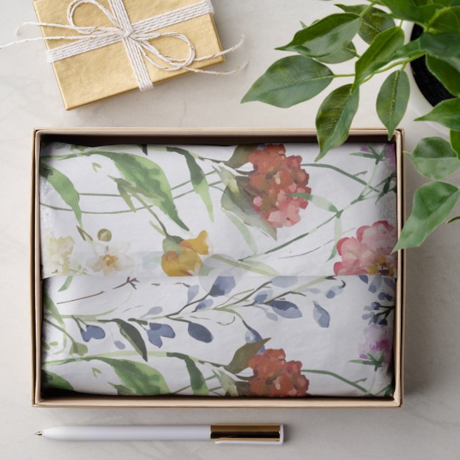 Papel De Seda Flor de Água Boho Wildflower Primavera (Presente)