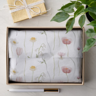 Papel De Seda Flor de água pintada em rosa poeirento