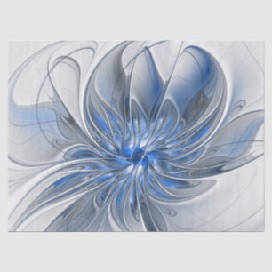 Papel De Seda Flor de Arte Fracionada com Cinza Azul abstrato