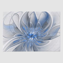 Papel De Seda Flor de Arte Fracionada com Cinza Azul abstrato