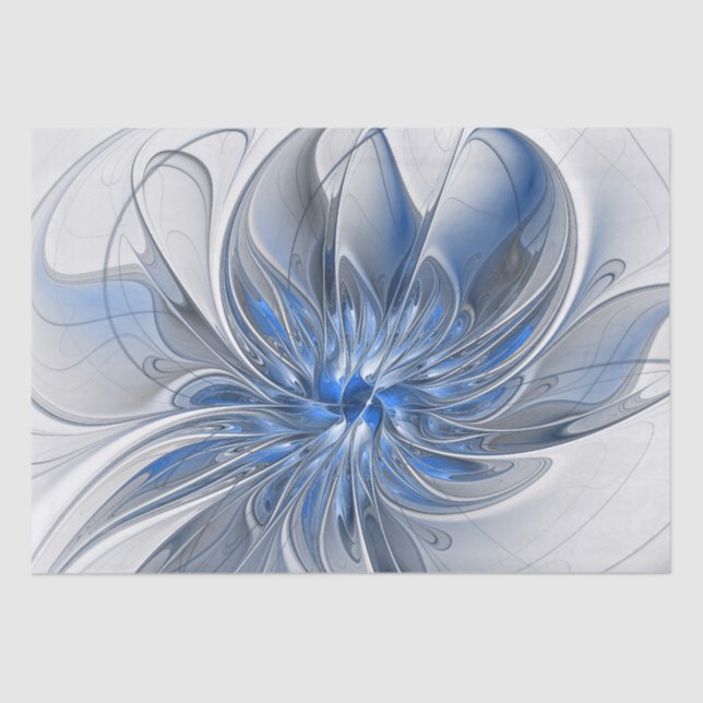 Papel De Seda Flor de Arte Fracionada com Cinza Azul abstrato (Frente )