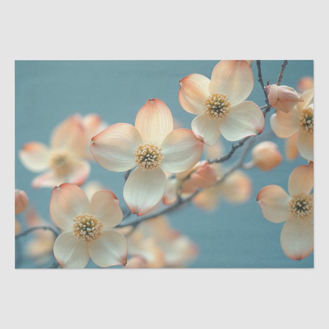 Papel De Seda Flor de Árvore Branca de Dogwood (Frente )