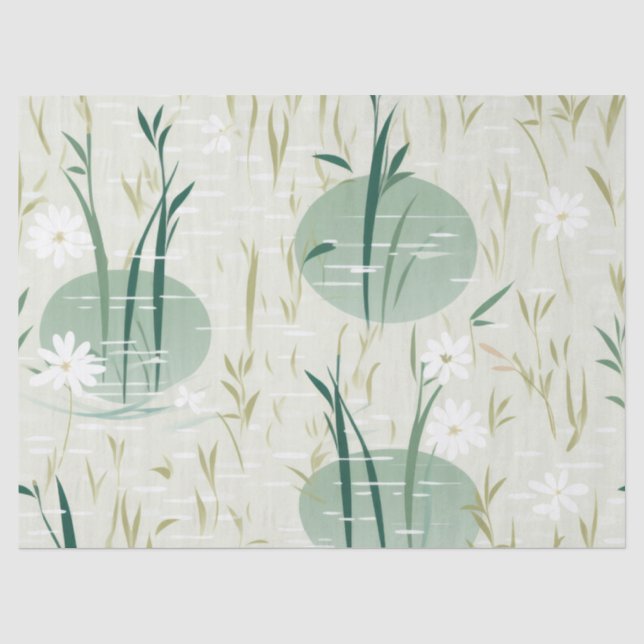 Papel De Seda Flor de Bambu Sereno Asiático (10) (Frente )