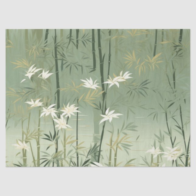 Papel De Seda Flor de Bambu Sereno Asiático  (6) (Frente )
