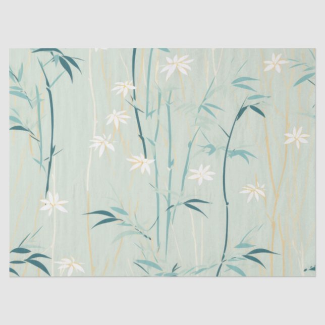 Papel De Seda Flor de Bambu Sereno Asiático  (9) (Frente )