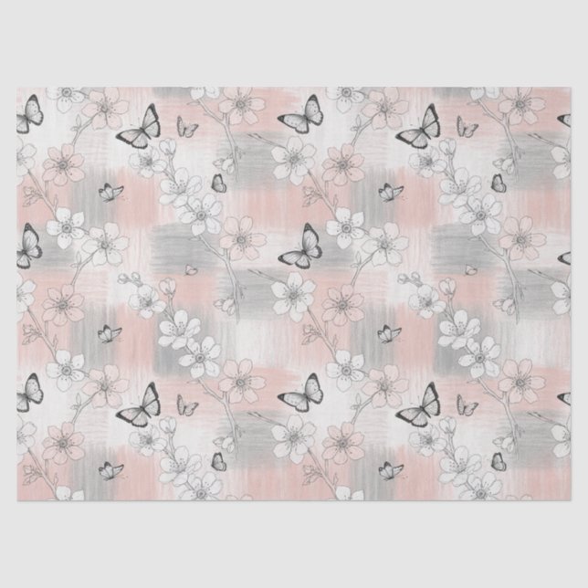 Papel De Seda Flor de Borboleta Elegante (3) (Frente )
