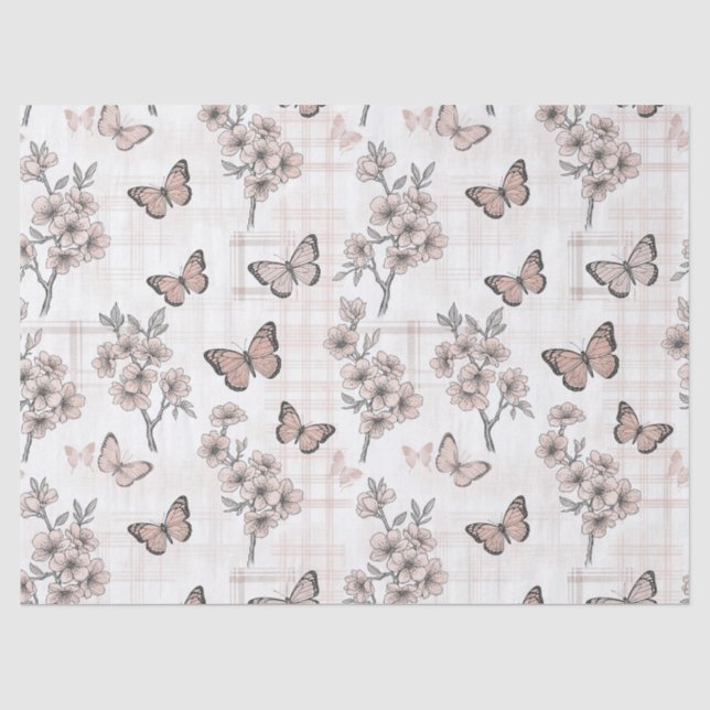 Papel De Seda Flor de Borboleta Elegante (6) (Frente )