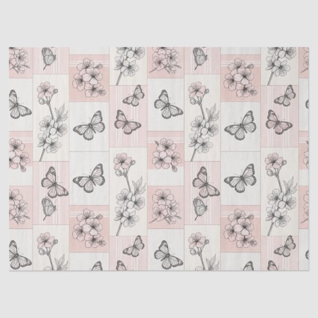 Papel De Seda Flor de Borboleta Elegante (8) (Frente )