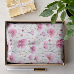 Papel De Seda Flor de Campo Aguarela Rosa
