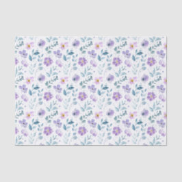 Papel De Seda Flor de Campo Aguarela Roxa Verde