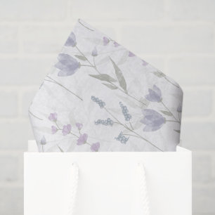 Papel De Seda Flor de Campo Aguarela Roxo Azul