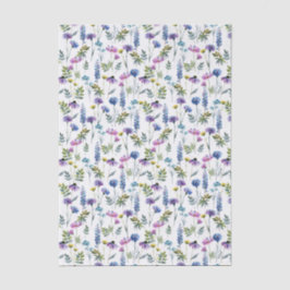 Papel De Seda Flor de Campo Aquarela Roxa Azul