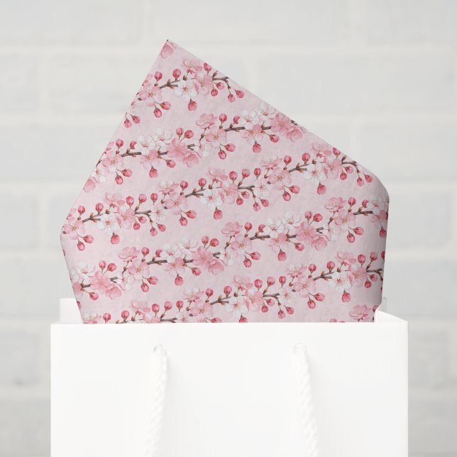 Papel de Seda Flor de Cerejeira, Decoupage Rosa Sa (Sacola de presentes)
