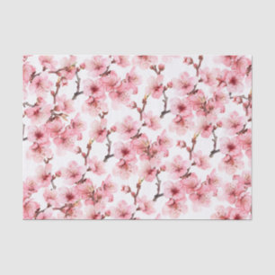 Papel De Seda Flor de Cerejeira Floral Rosa Branco
