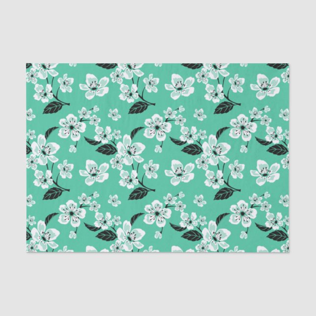 PAPEL DE SEDA FLOR DE CEREJEIRA - SAKURA (MINT) (Frente )