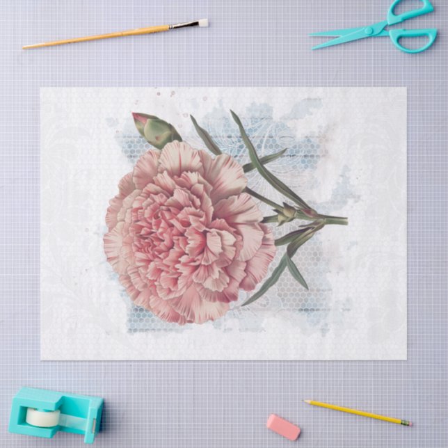 Papel De Seda Flor de cravagem de retrô ventilado (Arte )