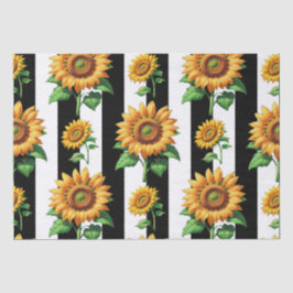 Papel De Seda Flor de girassol Black Stripes brancas