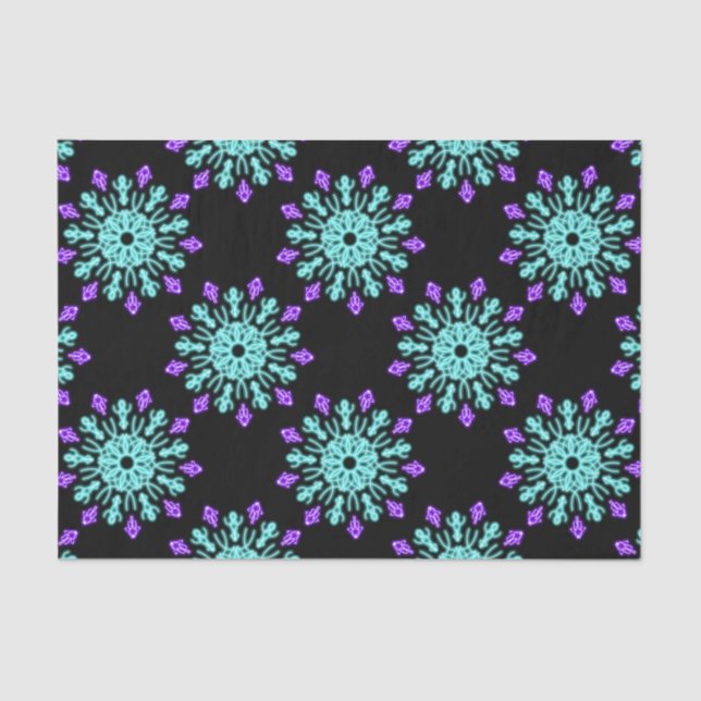 Papel De Seda Flor de néon roxa e turquesa (Frente )