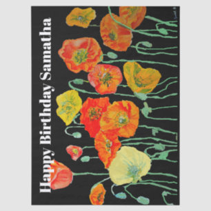 Papel De Seda Flor de Papoula Vermelha Laranja Água-Mulher Anive