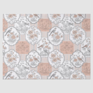 Papel De Seda Flor de Pássaro Vintage Toile Listra (3)
