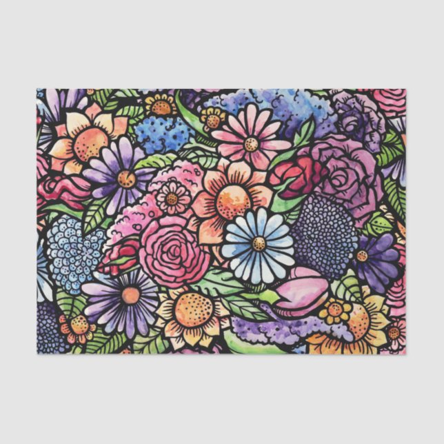 Papel De Seda Flor de Primavera do Buquê (Frente )