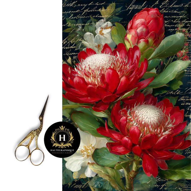 Papel De Seda Flor de Protea do Rei Vermelho Decoupage (Cover Coasters & Placemats for a Cohesive Table)