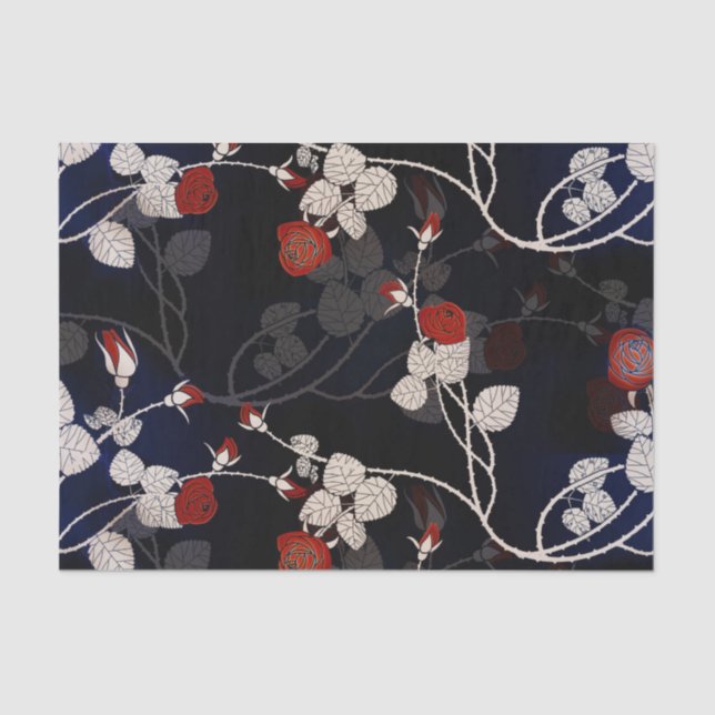 Papel De Seda Flor de Rosa vermelha Elegante (Frente )