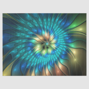 Papel De Seda Flor Fantasia Luminosa, Fractal Abstrato Colorido