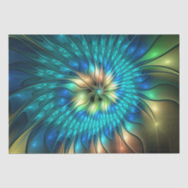 Papel De Seda Flor Fantasia Luminosa, Fractal Abstrato Colorido