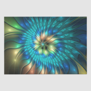Papel De Seda Flor Fantasia Luminosa, Fractal Abstrato Colorido