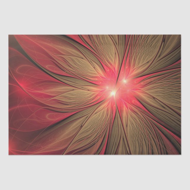 Papel De Seda Flor fractal de fanfarrão vermelho (Frente )