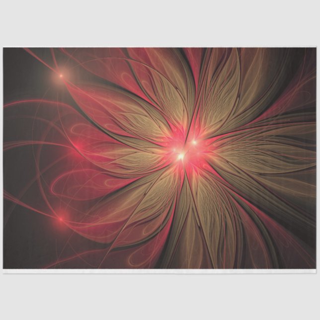 Papel De Seda Flor fractal de fanfarrão vermelho (Frente )