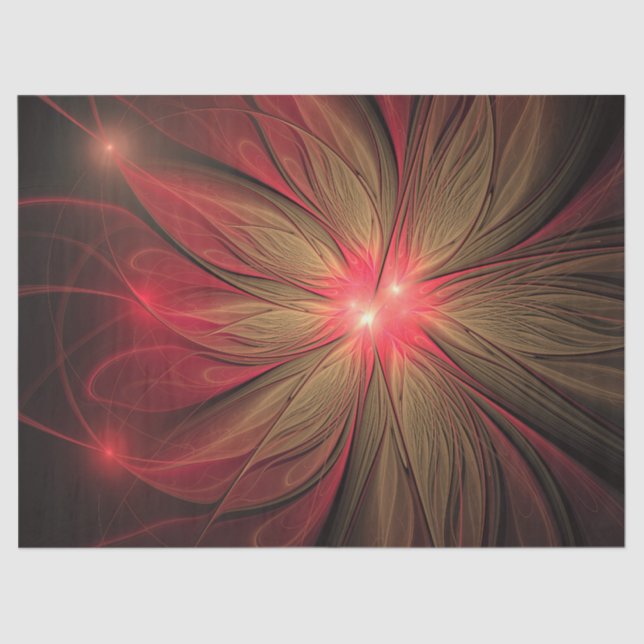 Papel De Seda Flor fractal de fanfarrão vermelho (Frente )