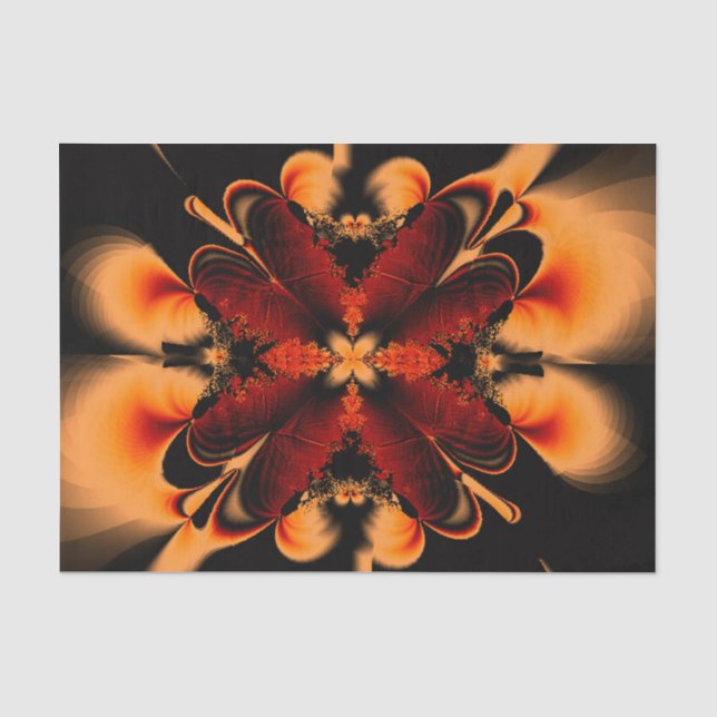 Papel De Seda Flor Fractal Laranja (Frente )
