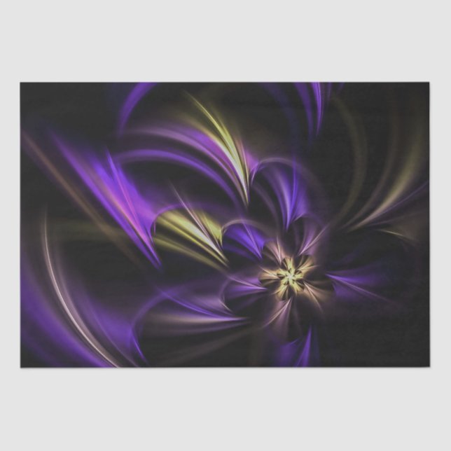 Papel De Seda Flor Fractal Roxo e Roxo Roxo (Frente )