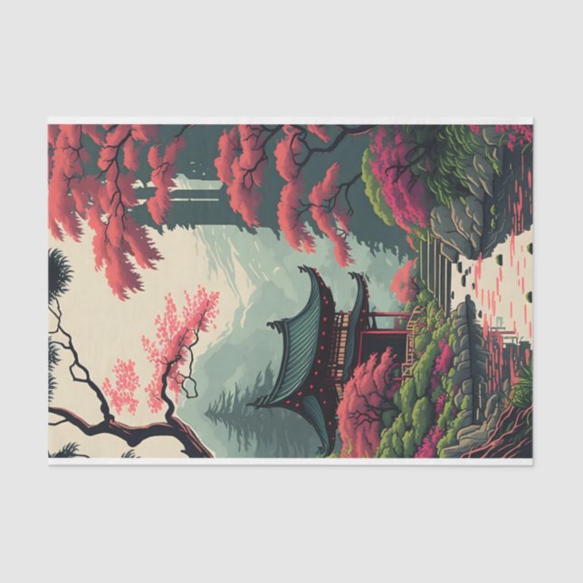 Papel De Seda Flor Japonês em Park (Frente )