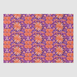 Papel De Seda Flor Laranja Roxo e Branco 4
