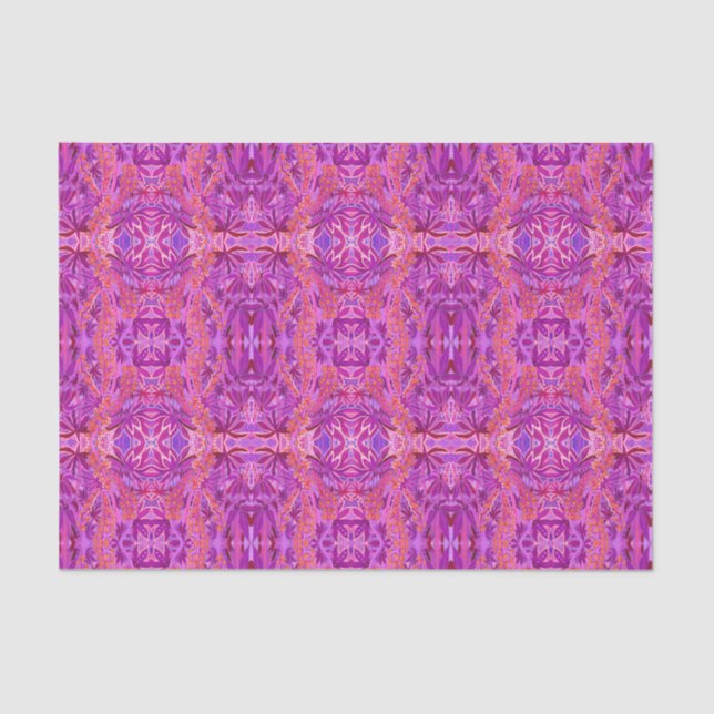 Papel De Seda Flor Lupine Bohemian Boho Arabesque Pink (Frente )