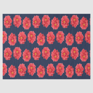 Papel De Seda Flor rosa dahlia em azul