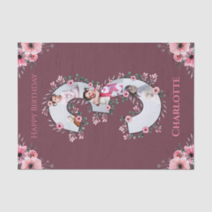 Papel De Seda Flor rosa de colagem de fotos de aniversário de 3 