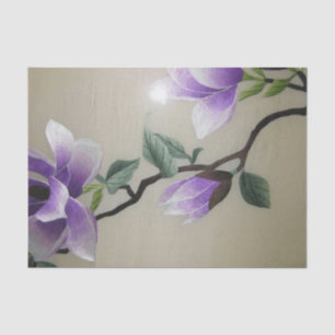 Papel De Seda Flor roxa da magnólia do bordado do zen