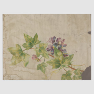 Papel De Seda Flor Roxo e Folhas na Desduplicação Distante