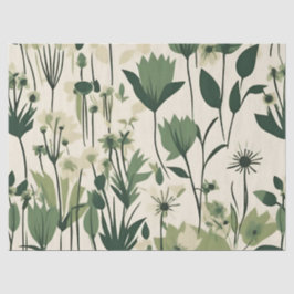 Papel De Seda Flor Selvagem de Grama Verde Moderna