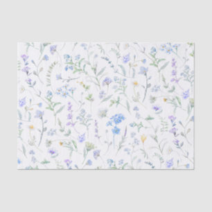 Papel De Seda Flor Silvestre Aquarela Roxo Azul