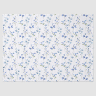 Papel De Seda Flor Silvestre Azul Empoeirado Elegante