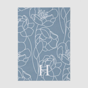 Papel De Seda Flor Silvestre Moderna Azul