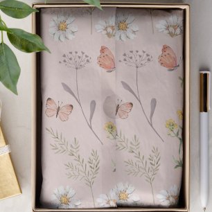 Papel De Seda Flor Silvestre Rosa Corado