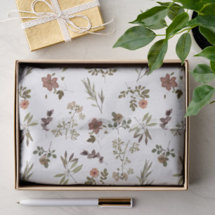 Papel De Seda Flor Silvestre Verde Borgonha