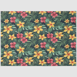 Papel De Seda Flor Tropical Hibiscus Padrão Sem Costura