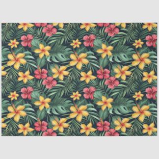 Papel De Seda Flor Tropical Hibiscus Padrão Sem Costura